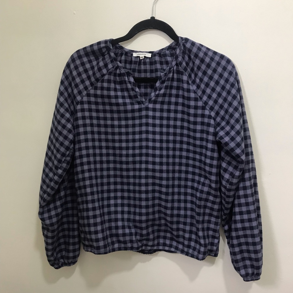 Maurices Blue and Black Gingham Long Sleeve Top
